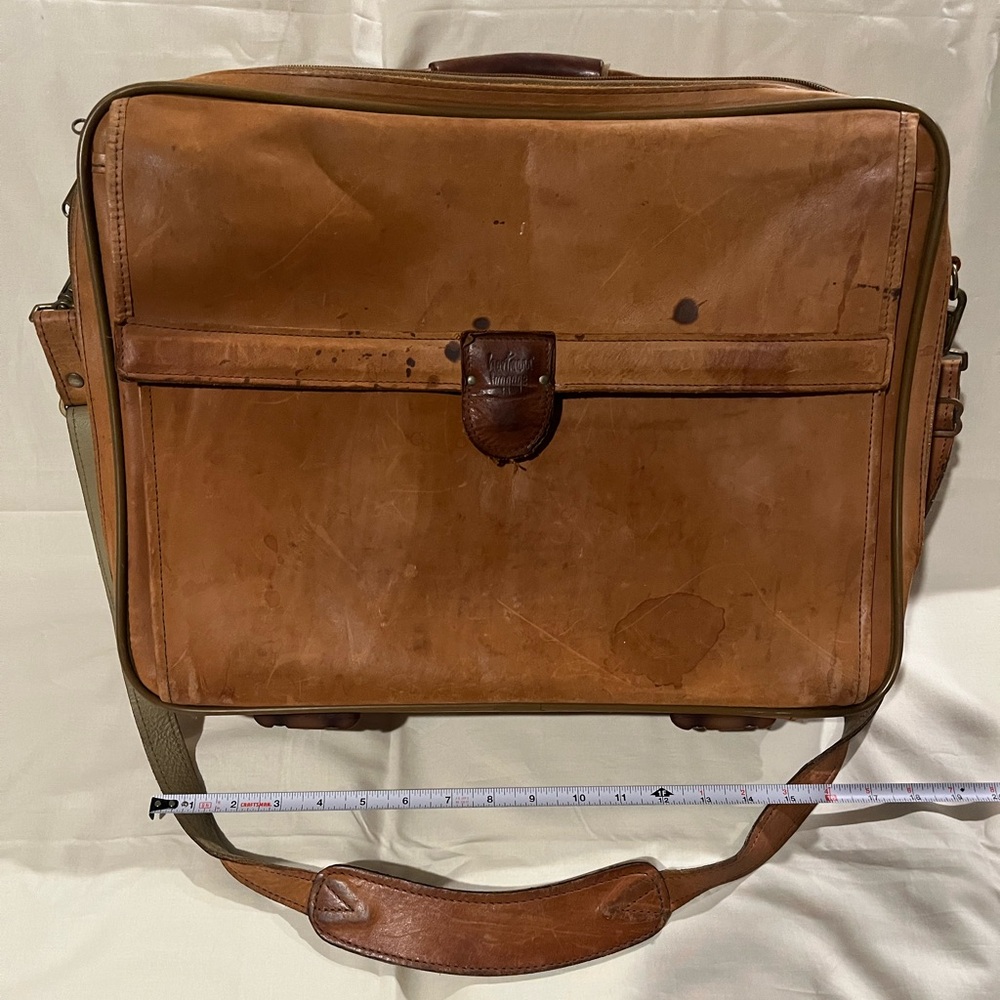 Hartmann Tan Leather Suitcase